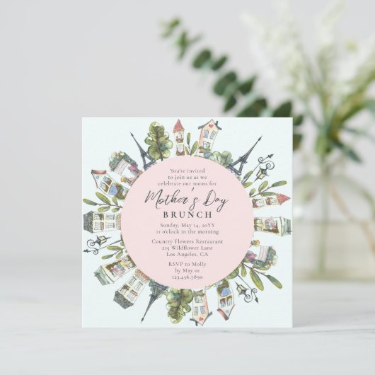 Moederdag Brunch Elegant French Paris Kaart (Staand voorkant)
