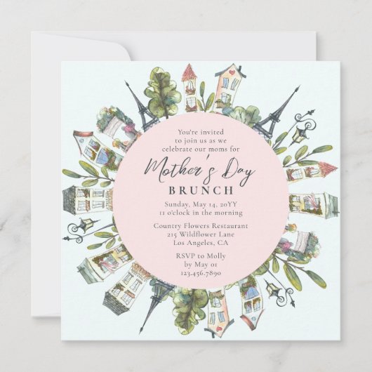 Moederdag Brunch Elegant French Paris Kaart (Voorkant)