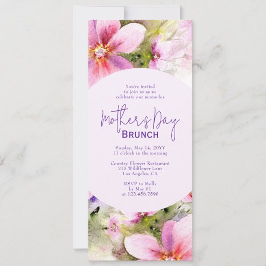 Moederdag Brunch Elegant Waterverf Flowers Kaart (Voorkant)