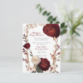 Moederdag Brunch Elegante Rode Witte Rozen Kaart (Staand voorkant)