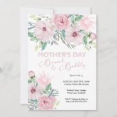 Moederdag Brunch en Bubbly Pink Peony Floral Kaart (Voorkant)