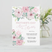 Moederdag Brunch en Bubbly Pink Peony Floral Kaart (Staand voorkant)