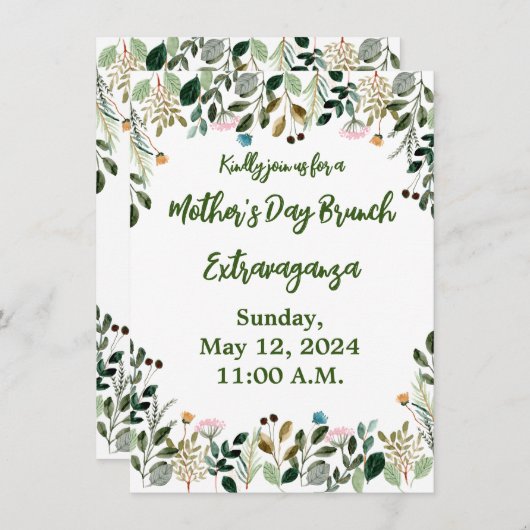 Moederdag Brunch Extravaganza uitnodiging (Voorkant / Achterkant)