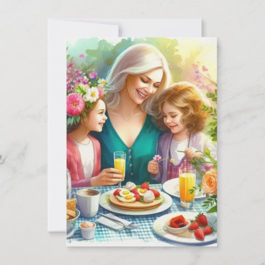 Moederdag Brunch Familie Uitnodiging (Achterkant)