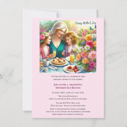 Moederdag Brunch Familie Uitnodiging (Voorkant)