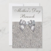 moederdag Brunch Faux Silver Jewels en Bow Kaart (Voorkant)