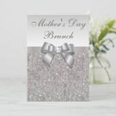 moederdag Brunch Faux Silver Jewels en Bow Kaart (Staand voorkant)
