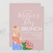 Moederdag Brunch Floral Blush Pink Dames Kaart (Voorkant / Achterkant)