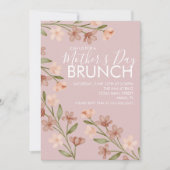 Moederdag Brunch Floral Blush Pink Invitation Kaart (Voorkant)