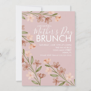 Moederdag Brunch Floral Blush Pink Invitation Kaart