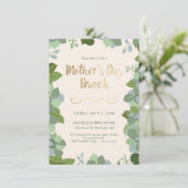 moederdag Brunch - Floral, Griekse uitnodiging (Staand voorkant)