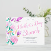 Moederdag brunch floral waterverf roze kaart (Staand voorkant)