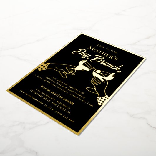 Moederdag Brunch Folie Uitnodiging (Gedraaid)