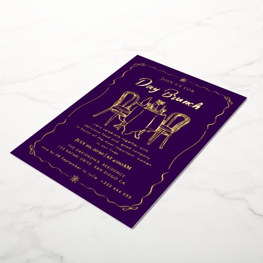 Moederdag Brunch Folie Uitnodiging (Gedraaid)