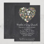 moederdag Brunch Invitation, Floral Chalkboard Kaart (Voorkant / Achterkant)