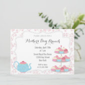 moederdag Brunch Invitation Floral Pink Kaart (Staand voorkant)