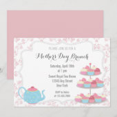 moederdag Brunch Invitation Floral Pink Kaart (Voorkant / Achterkant)