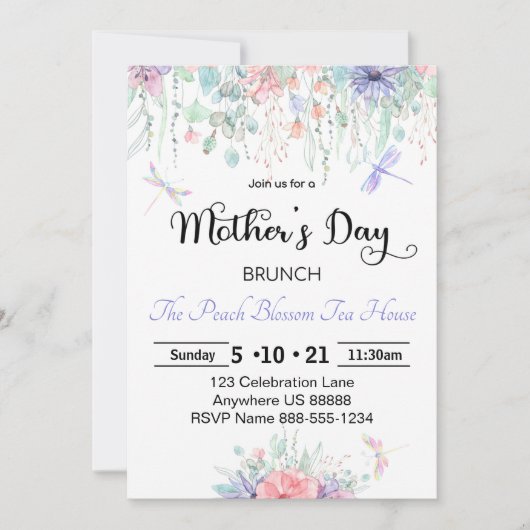 Moederdag Brunch Invitation Kaart (Voorkant)