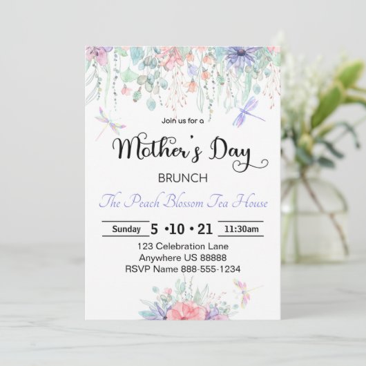 Moederdag Brunch Invitation Kaart (Staand voorkant)