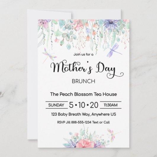 Moederdag Brunch Invitation Kaart (Voorkant)