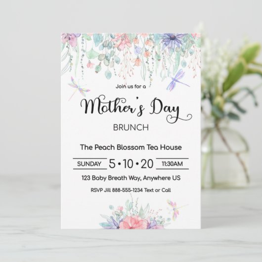Moederdag Brunch Invitation Kaart (Staand voorkant)