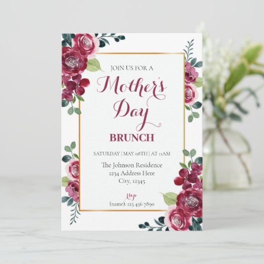 Moederdag Brunch Invitation Kaart (Staand voorkant)