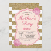 moederdag Brunch Invitation Pink Floral Flower Kaart (Voorkant / Achterkant)