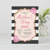 moederdag Brunch Invitation Pink Floral Flower Kaart (Staand voorkant)