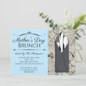 Moederdag Brunch Invitations (blauw) Kaart (Staand voorkant)