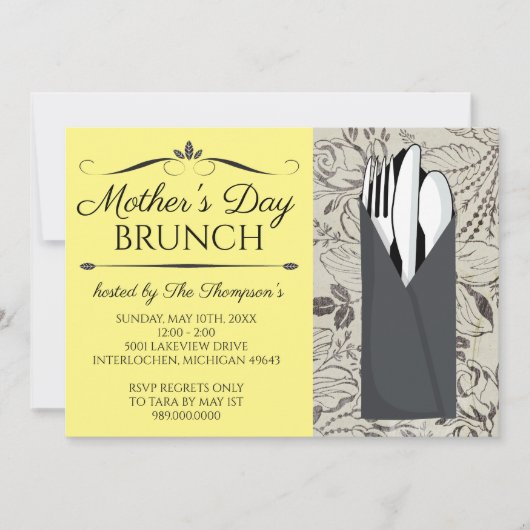 Moederdag Brunch Invitations (geel) Kaart (Voorkant)