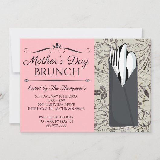 Moederdag Brunch Invitations (roze) Kaart (Voorkant)