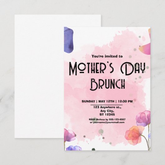 Moederdag Brunch Kaart (Voorkant / Achterkant)