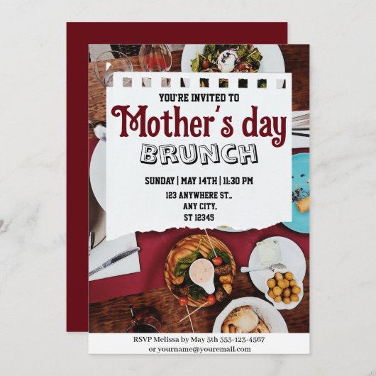 Moederdag Brunch Kaart (Voorkant / Achterkant)