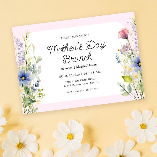 Moederdag Brunch met Lente Bloemen Kaart
