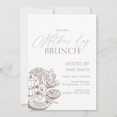 Moederdag brunch neutrale lijn  kaart (Voorkant)