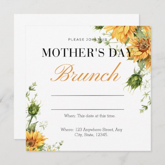 Moederdag Brunch nodigt uit Save The Date (Voorkant / Achterkant)