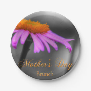 Moederdag Brunch Paarse en Oranje Echinacea Papieren Bordje