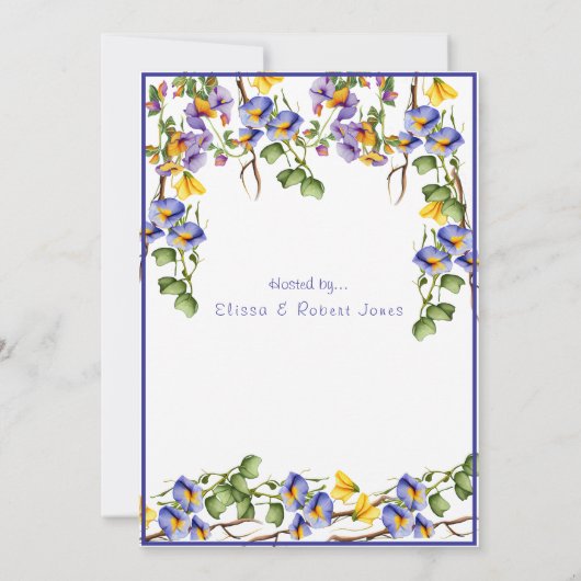 Moederdag Brunch Paarse Gele Windebloemen Kaart (Achterkant)