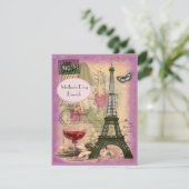 Moederdag Brunch Paris Eiffeltoren & Rode Wijn Kaart (Staand voorkant)