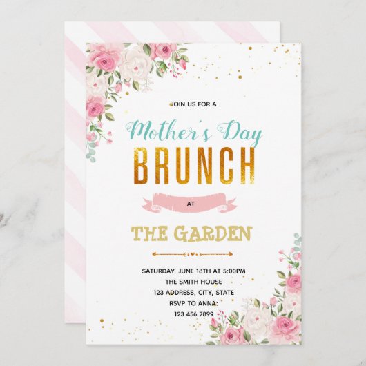 moederdag brunch partijuitnodiging kaart (Voorkant / Achterkant)