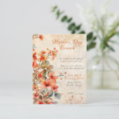 Moederdag Brunch Perzik Watercolor Bloemen Kaart (Staand voorkant)