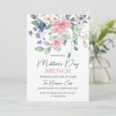Moederdag Brunch Pink Berry Waterverf Floral Kaart (Staand voorkant)