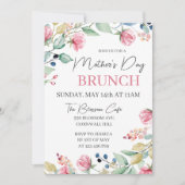 Moederdag Brunch Pink Floral Greenery Kaart (Voorkant)