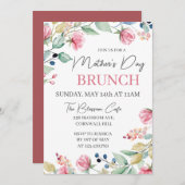 Moederdag Brunch Pink Floral Greenery Kaart (Voorkant / Achterkant)