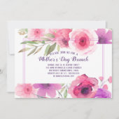 moederdag Brunch Pink Paarse Waterverf Floral Kaart (Voorkant)
