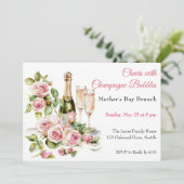 Moederdag Brunch – Proost met Champagne Bubbel Kaart (Staand voorkant)
