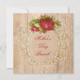  Moederdag brunch rood rose houten Lijst Kaart
