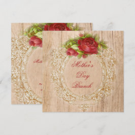Moederdag brunch rood rose houten Lijst Kaart