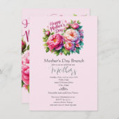 Moederdag Brunch Roze Bloem Holiday Kaart (Voorkant / Achterkant)