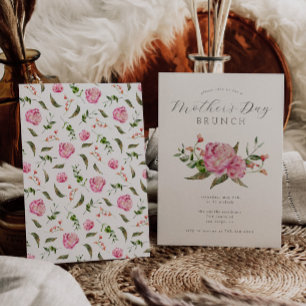 Moederdag Brunch   Roze bloemen Kaart